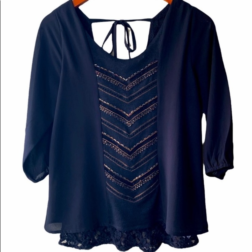 MISS ME Women’s Beaded Blouse | Size Small‎
